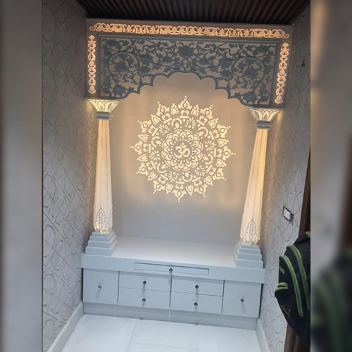 Corian Mandir With Resin Inlay Manufacturers in Delhi